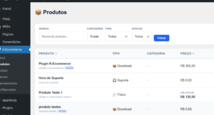 Configurações no admin